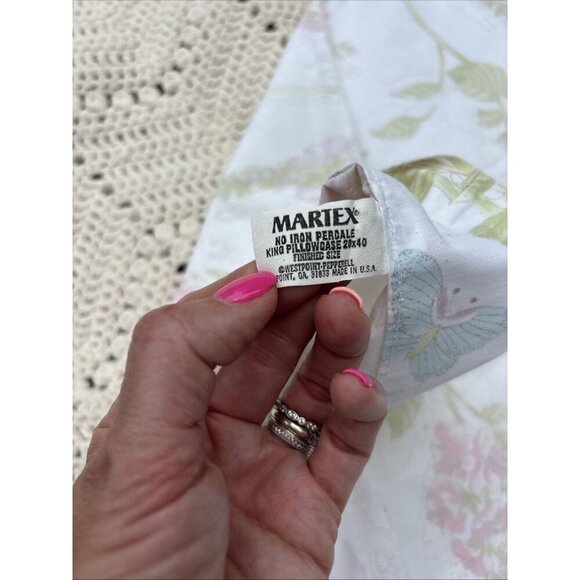 Vintage Single Martex King Size Pillowcase with Butterflies Floral Boho - Picture 6 of 7